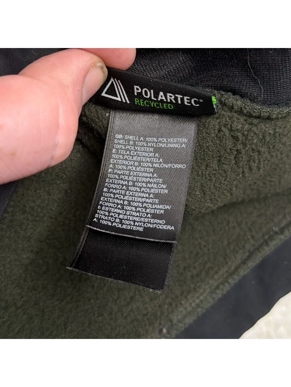 The North Face Denali Fleece Jacket Mens L Olive Green Black Polartec Full Zip